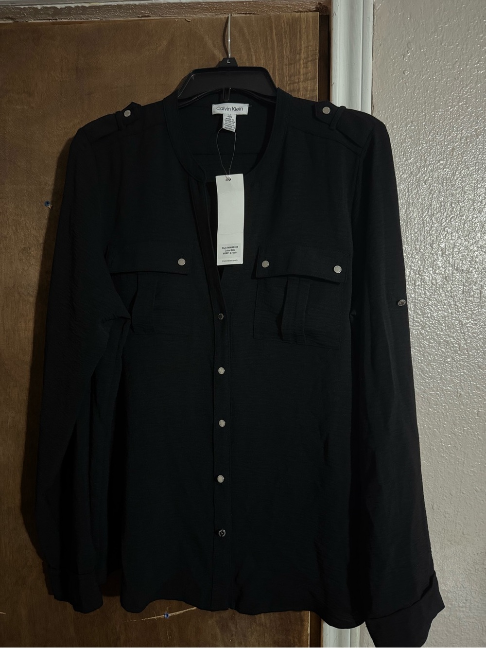 Calvin Klein Black Button-Front Lightweight Shirt